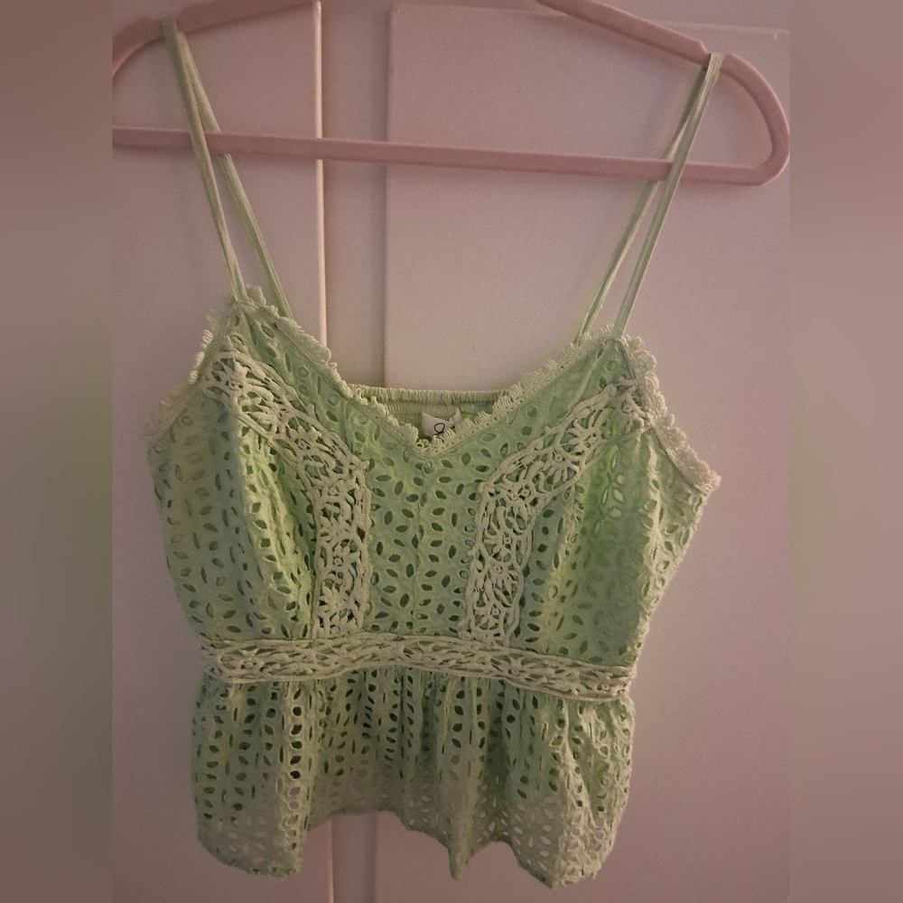 Japna Light Green Eyelet Camisole